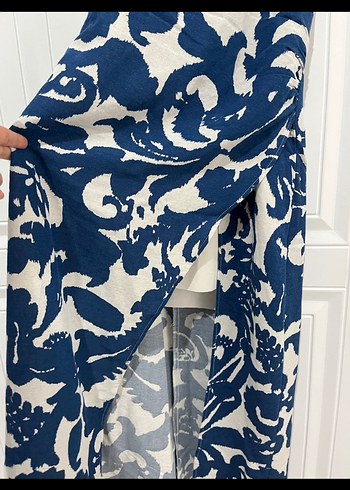 Mavi Desenli Uzun Askılı Kadın Elbise - Görsel 2