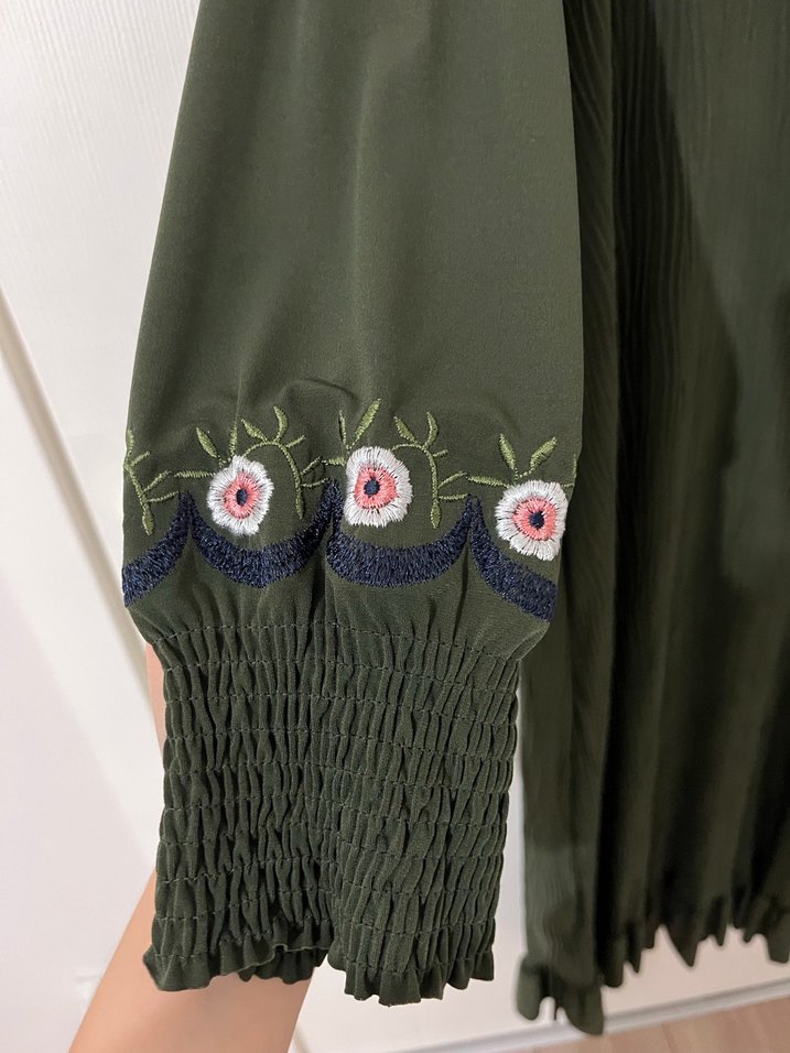 Kadın Haki Uzun Pilili Elbise - Görsel 3