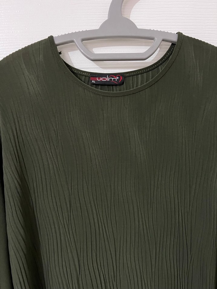 Kadın Haki Uzun Pilili Elbise - Görsel 2