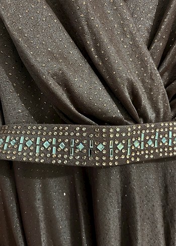 Bordo Uzun Drapeli Vintage Abiye Elbise - Görsel 4