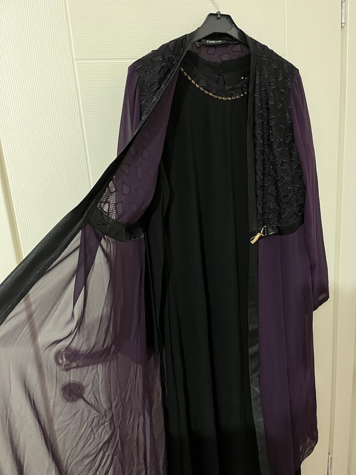 Uzun Mor Gotik Kadın Elbise - Görsel 3