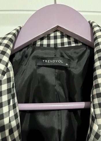 Düğmeli Siyah Kareli Kadın Blazer - Görsel 3