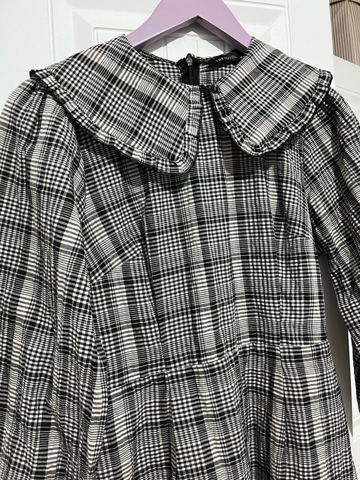 Kareli, Uzun Kollu Kız Elbisesi - Görsel 3