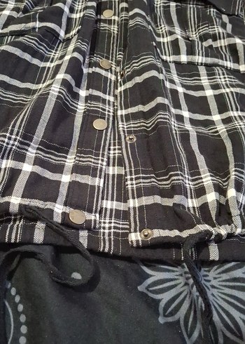 Mavi Jeans Kadın Siyah Ekoseli Kapüşonlu Gömlek