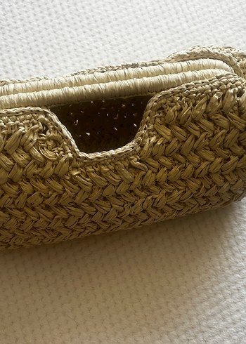 Bej Örgü Kadın Clutch Çanta