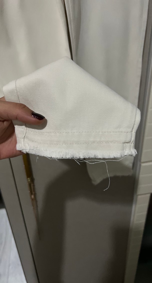 Kadın Beyaz Pamuklu kot keten arası Pantolon - Görsel 3