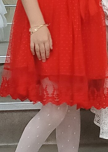 Kız Çocuk Kırmızı Fransız tül Elbise