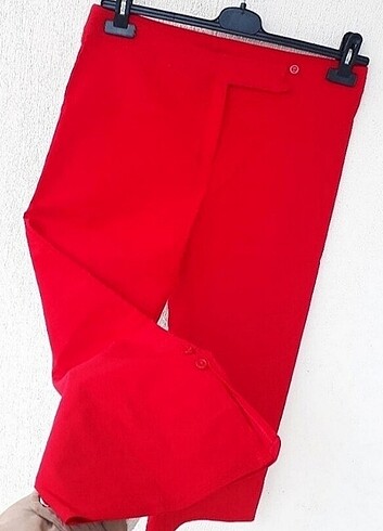 l Beden New Look Kırmızı Jarse Cigarette Model Pantolon 