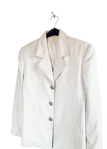 40 Beden ten rengi Renk WomenDay's Vintage Bej Yumuşak Güderi Blazer