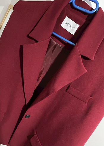 Bordo Düğmeli Kolsuz Kadın Blazer - Görsel 2