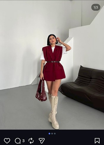 Bordo Düğmeli Kolsuz Kadın Blazer - Görsel 4