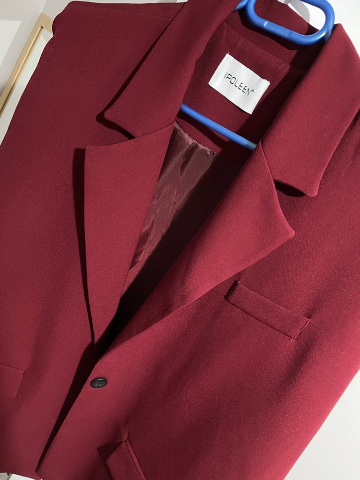 Bordo Düğmeli Kolsuz Kadın Blazer - Görsel 2