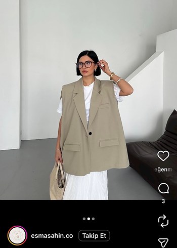 Düğmeli Bej Kolsuz Kadın Blazer Ceket - Görsel 4