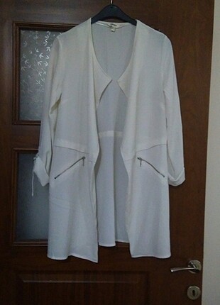 xs Beden Beyaz koton ince ceket