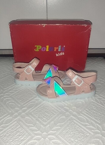 25 Beden ten rengi Renk Polaris Pudra Hologramlı Kız Çocuk Sandalet