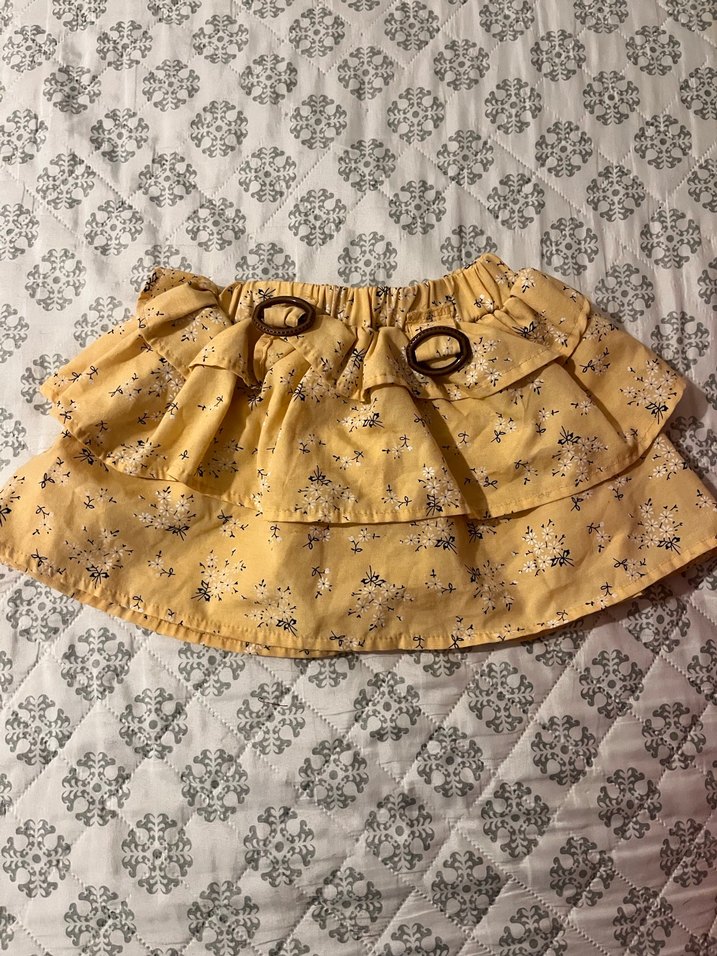 Sarı Nakışlı Fırfırlı Kız Elbisesi - Görsel 2