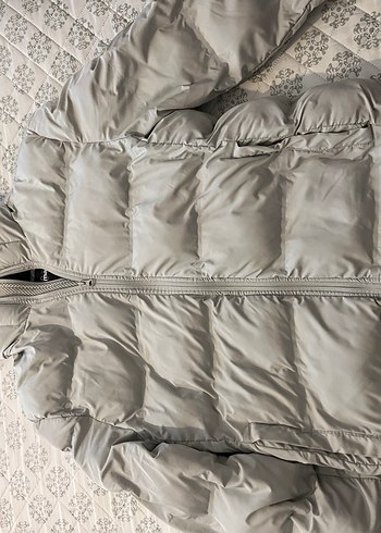 Mavi Gri Kapüşonlu Erkek Şişme Mont - Görsel 3