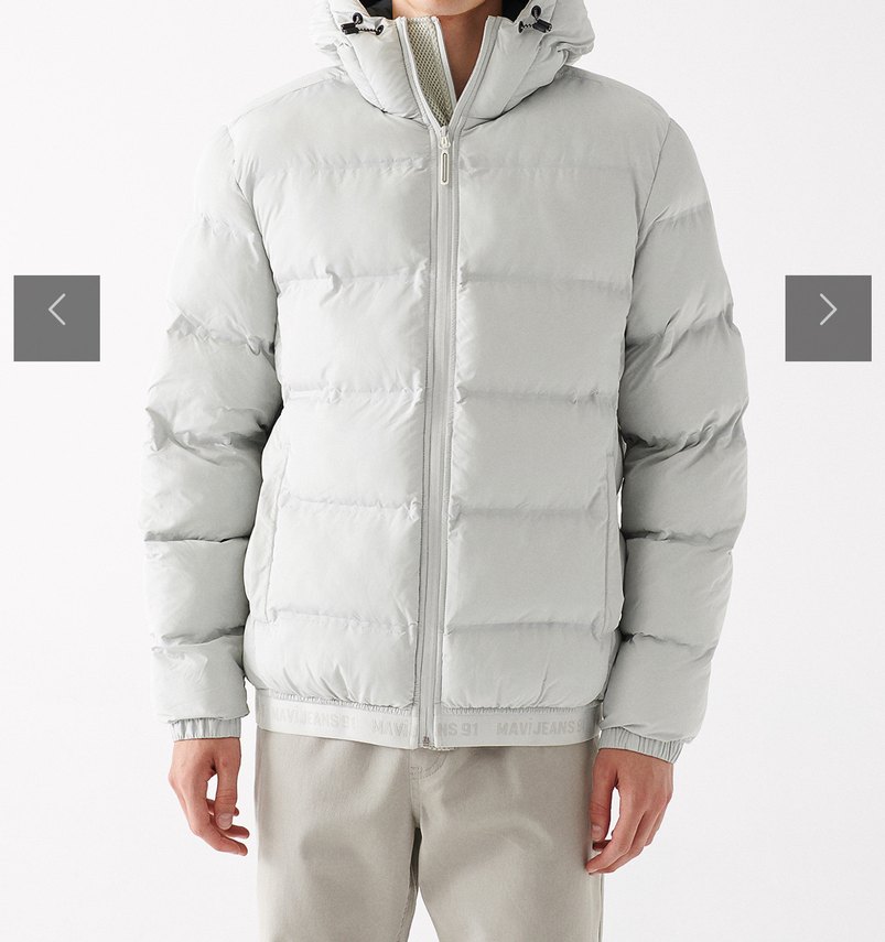 Mavi Gri Kapüşonlu Erkek Şişme Mont - Görsel 2