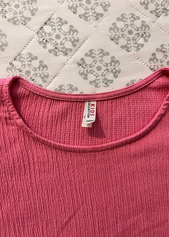 Defacto 
Kız Çocuk Pembe Keten Fırfırlı Tişört - Görsel 2