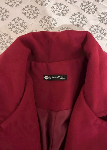 Bordo Uzun Kadın Klasik Kemerli Kaban - Görsel 4