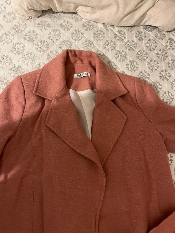 Uzun, kemerli keten kadın kaban - Görsel 3