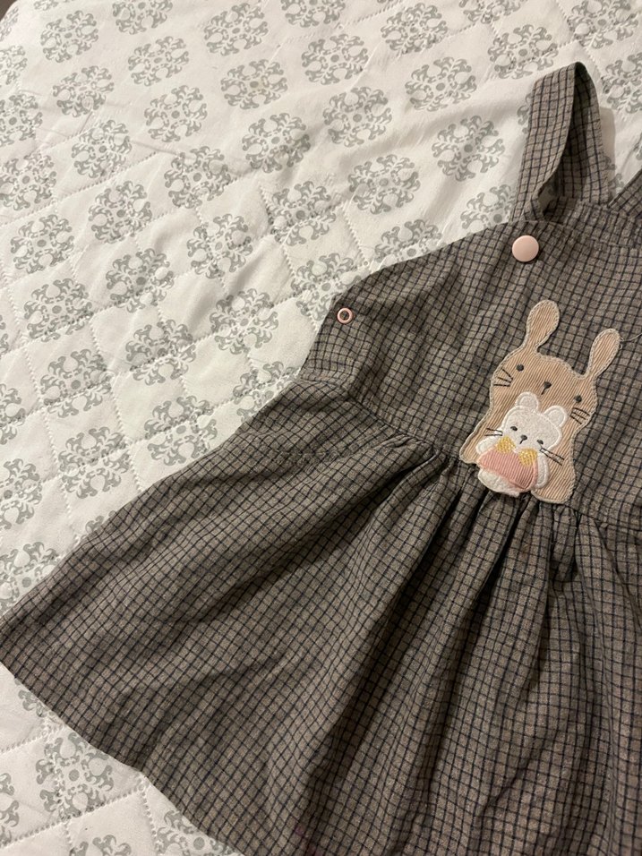 Haklı baby Kız Çocuk Nakışlı Kahverengi Elbise - Görsel 3