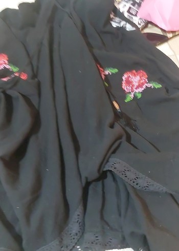 m Beden siyah Renk şile bezi Siyah Nakışlı Kadın Etek
