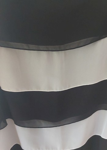 Gri Beyaz Çizgili Midi Kadın Elbise - Görsel 5