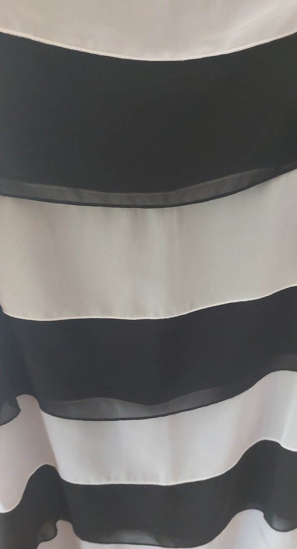 Gri Beyaz Çizgili Midi Kadın Elbise - Görsel 5