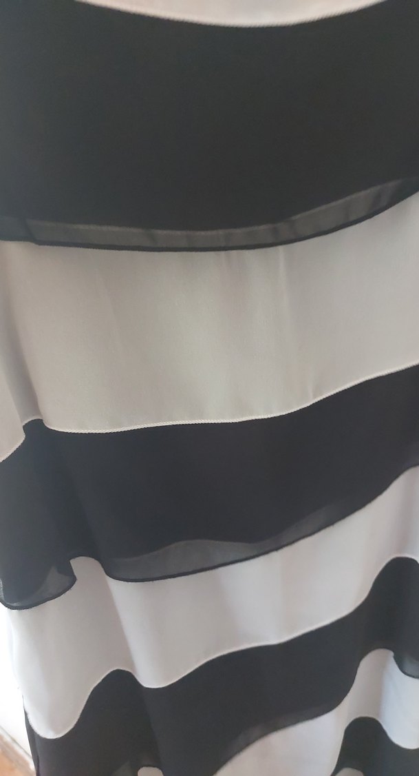 Gri Beyaz Çizgili Midi Kadın Elbise - Görsel 4