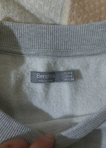 Bershka Kadın Gri Uzun Kollu Peluş Detaylı Sweatshirt