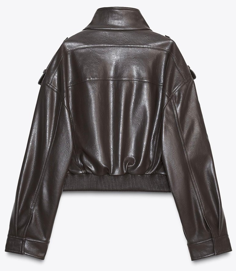 Kahverengi Deri Biker Ceket - Görsel 2