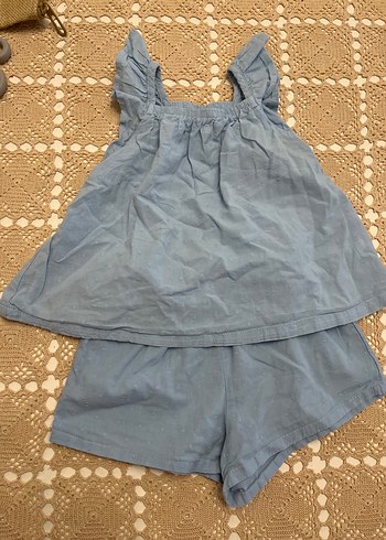H&M Mavi Kolsuz Bebek Kız Takımı