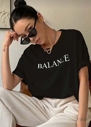 BALANCE BASKI OVERSİZE KADIN T-SHİRT 