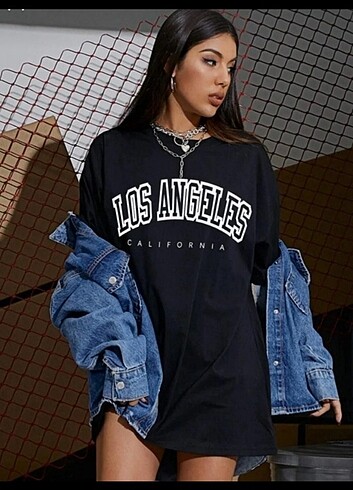 Diğer Losangeles baskılı kadın oversize Tshirt