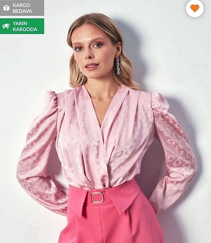Pembe kruvaze bluz
