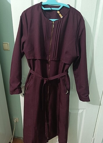 xl Beden bordo Renk Tertemiz bordo kuşaklı Pardesü Kap trençkot