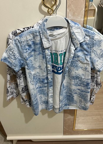 LC Waikiki Erkek Çocuk Mavi Batik Desenli Kısa Kollu Gömlek