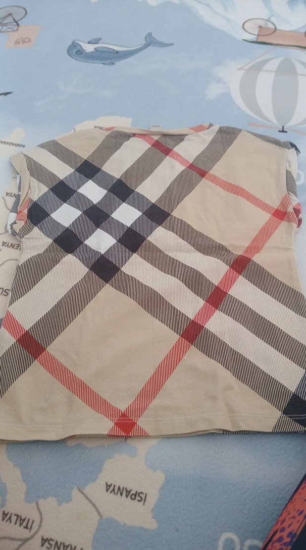 Kiz Çocuk Ekoseli Kısa Kollu Tişört - Görsel 3