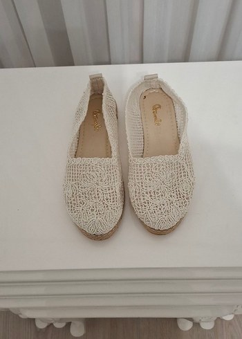 Bambi Beyaz Dantelli Espadril