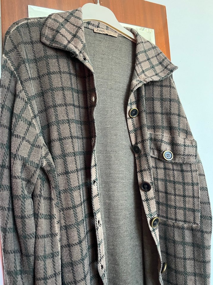 Gri Düğmeli Salaş Midi Kadın Gömlek - Görsel 2