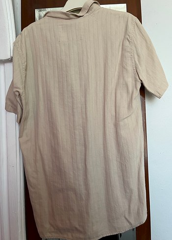 Bej Keten Kısa Kollu Erkek Gömlek - Görsel 3