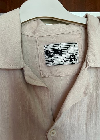 Bej Keten Kısa Kollu Erkek Gömlek - Görsel 2