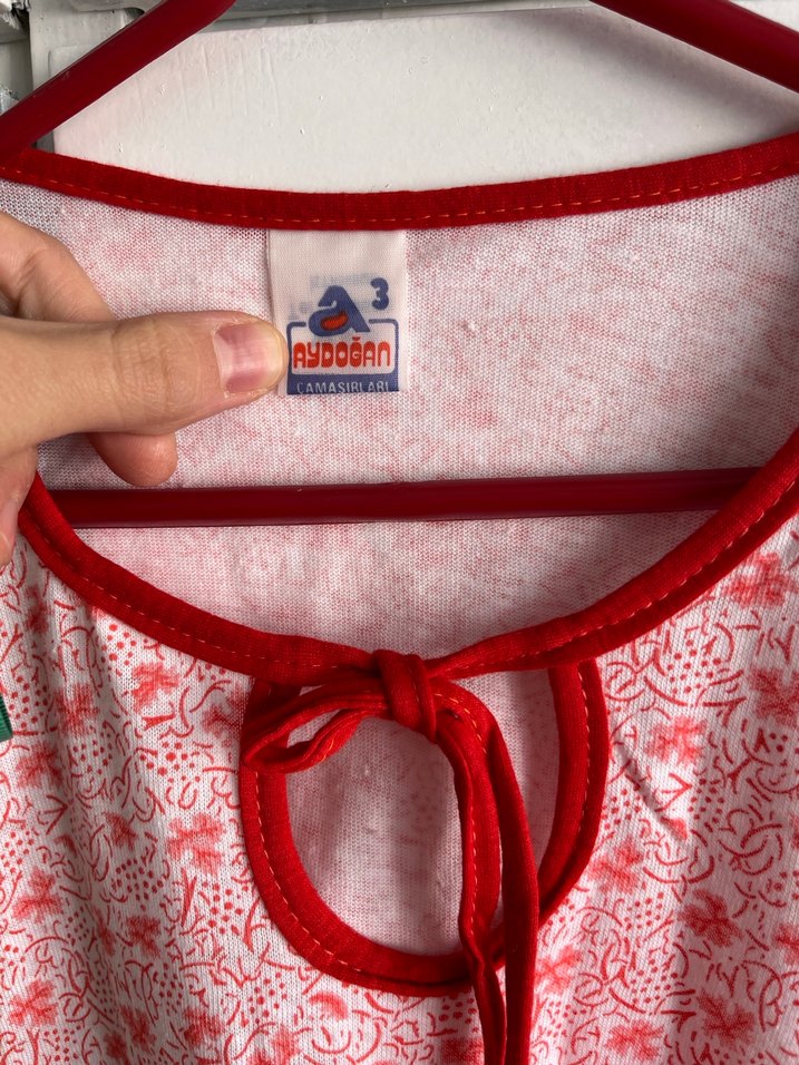 Uzun Kollu Pembe Bağcıklı Kadın Gecelik - Görsel 3