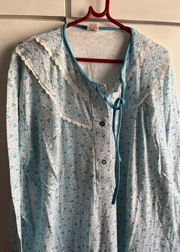 Uzun Kollu Bohem Mavi Kadın Gecelik - Görsel 2