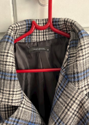 Düğmeli Gri Ekose Kadın Blazer Ceket - Görsel 2