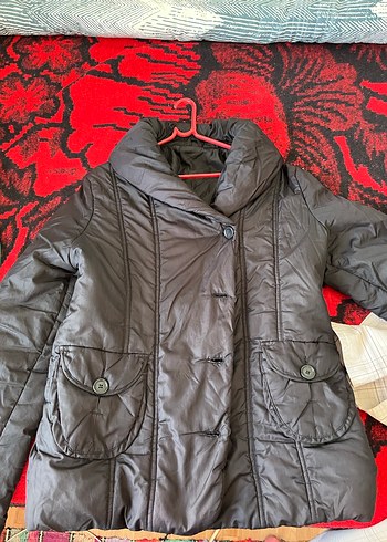 Düğmeli Gri Kadın Kışlık Ceket - Görsel 5