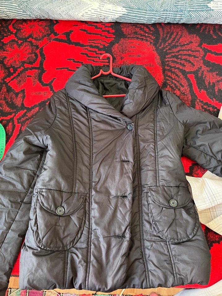 Düğmeli Gri Kadın Kışlık Ceket - Görsel 5