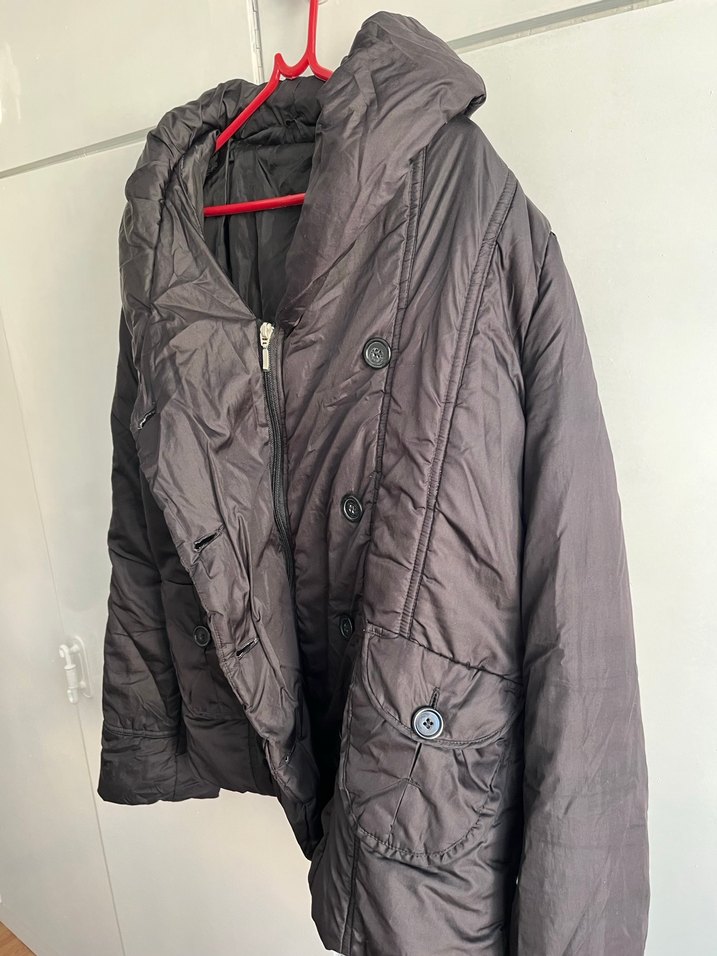 Düğmeli Gri Kadın Kışlık Ceket - Görsel 2