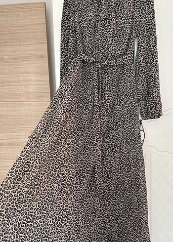 Leopar Desenli Uzun Kollu Kadın Elbise - Görsel 2